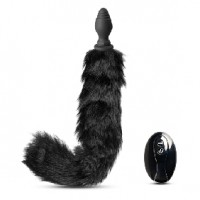 Anal Plug Vibrating with Detachable Black Tail, 10 Functions, Remote Control